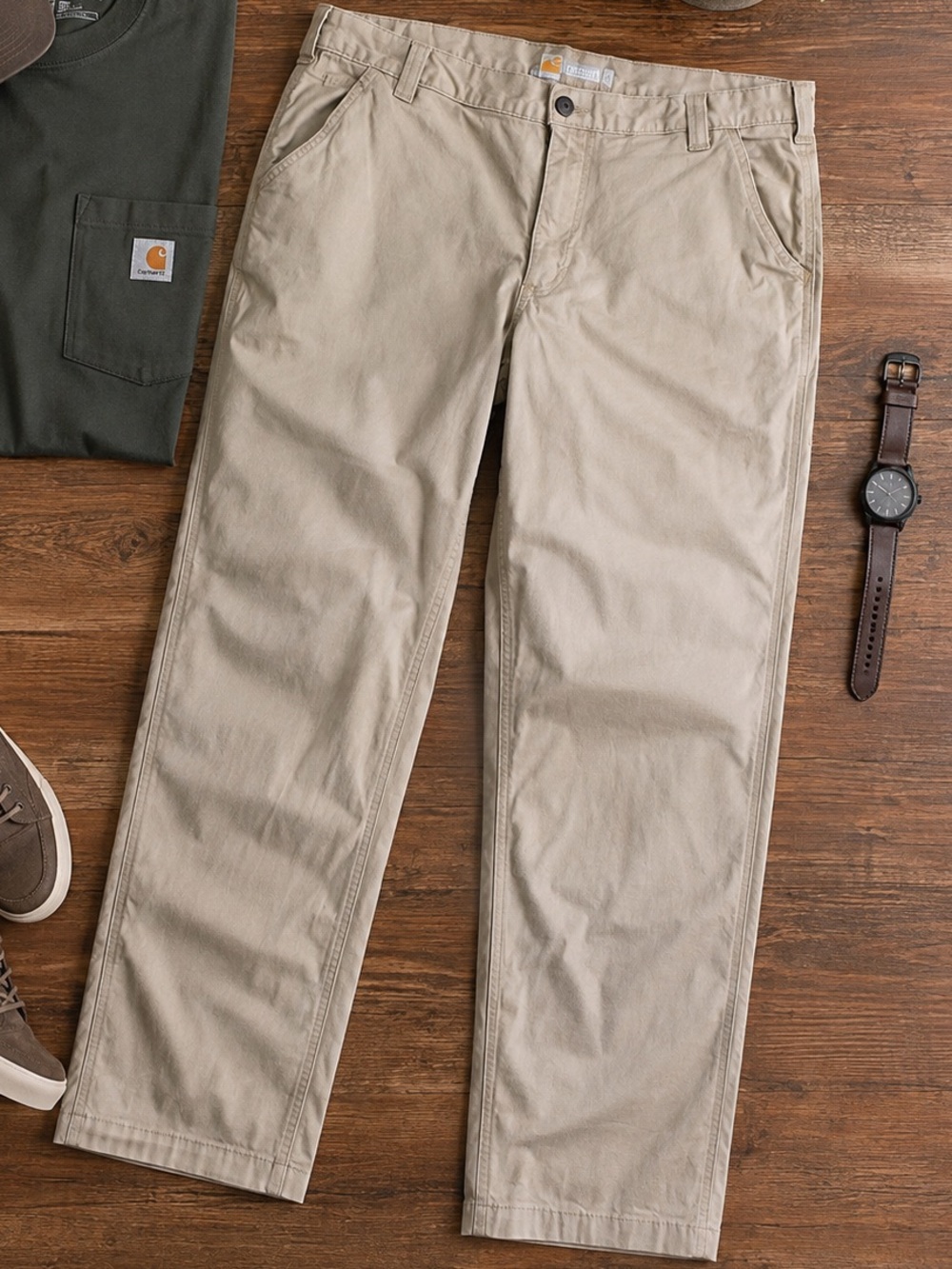Carhartt Men’s Classic Khaki Chino Pants - Light Tan - Relaxed Fit